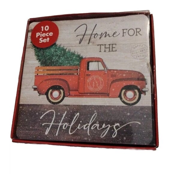 10-Piece Home For The Holidays Coaster Set Boston Warehouse NEW - Picture 1 of 2